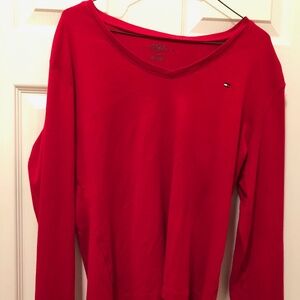 Tommy Hilfiger red long sleeve shirt top  size XL